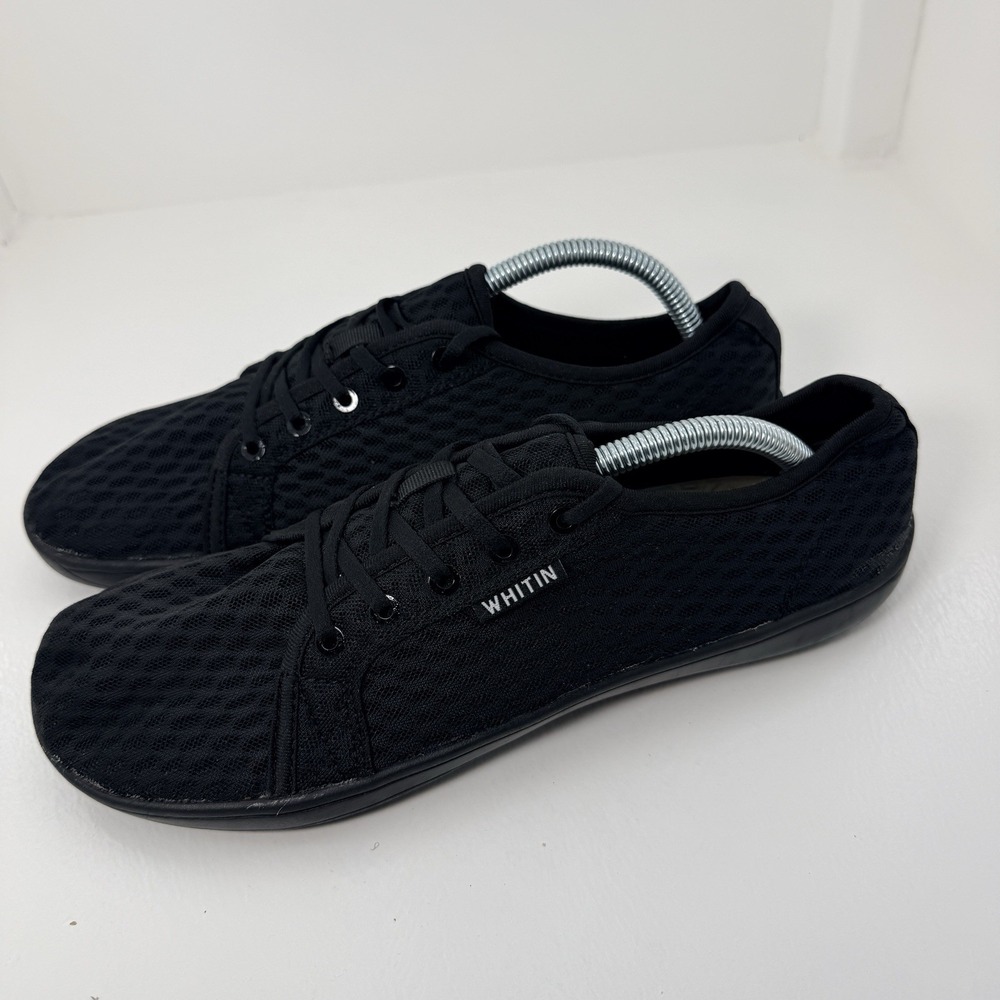 Whitin Barefoot Wide Toe Zero Drop Black Shoes Men's Size 43 US 10 Flat Sneakers